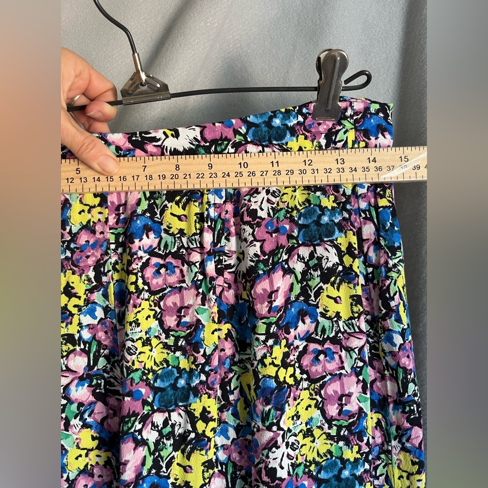 Zara Floral Wide Leg Culotte Pants Womens L Colorful Palazzo Summer Boho - Picture 10 of 12